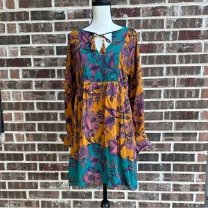 Anthropologie Multicolor Floral Long Sleeve Dress